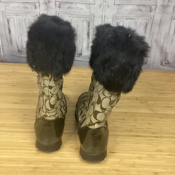 Coach Joyous Brown Signature Print Snow Boots 9.5 - Picture 3 of 9